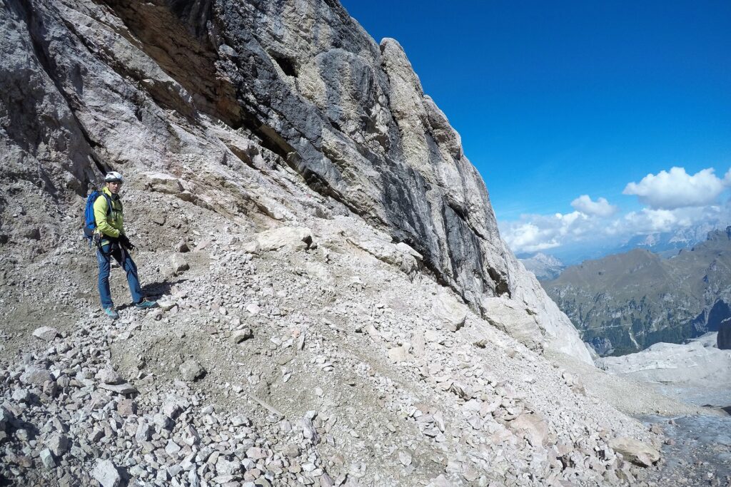 Darek tuż przed startem ferraty na przełęcz Forcella Marmolada