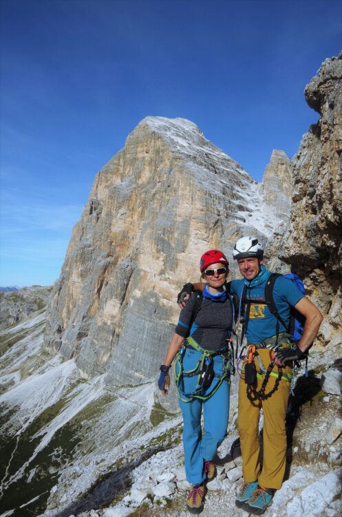 Z ferraty Giuseppe Di Olivieri (Punta Anna) widać wspaniałą Tofanę di Rozes
