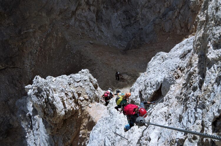 Wariant ferraty Gianni Aglio za D - wyjście na wierzchołek Torre Aglio