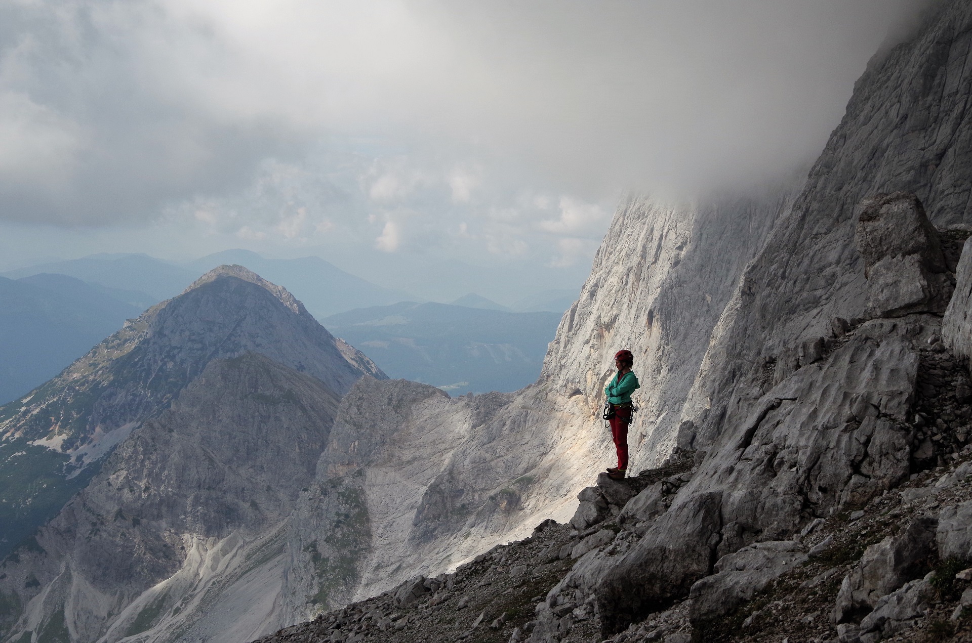 Chwila odpoczynku po pierwszym odcinku ferraty Johann