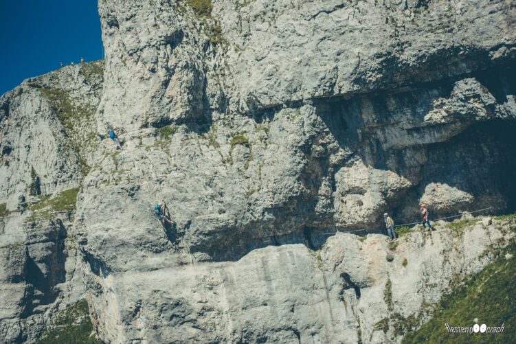 Kluczowy moment na ferracie Panorama Klettersteig Sisi
